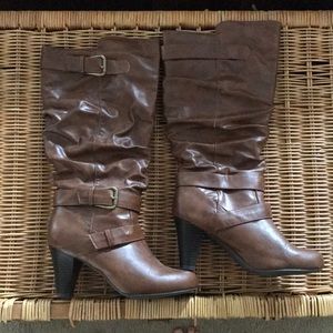 Brown heeled boots